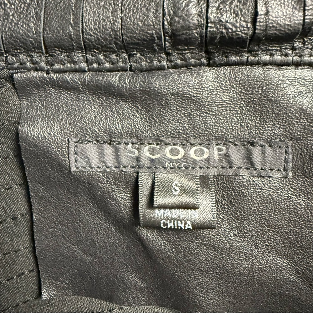 SCOOP NYC Black Textured Genuine Leather Jacket Moto Chic Asymmetrical Size S - Picture 3 of 16